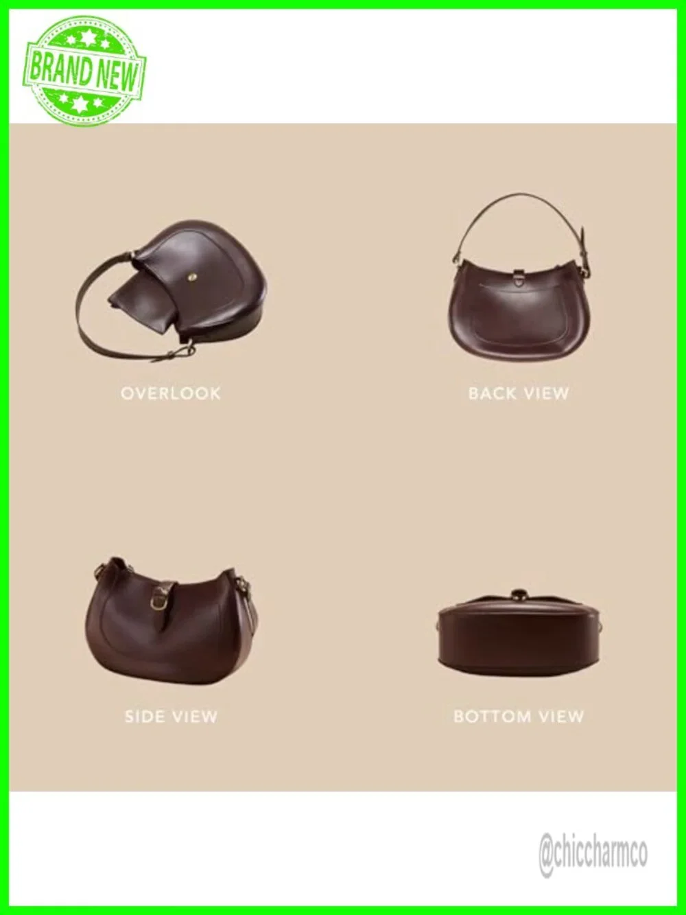Vegan Leather Crescent Hobo Bag Adjustable Crossbody Shoulder Purse